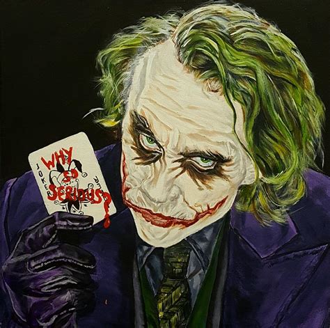 Seasoned Art Heath Ledger Joker Hand Painted Portrait Signed Dark ...