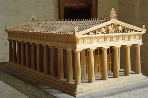 ARCHAIC TEMPLES; restored model of Aphaia temple, Aegina, Greece ...