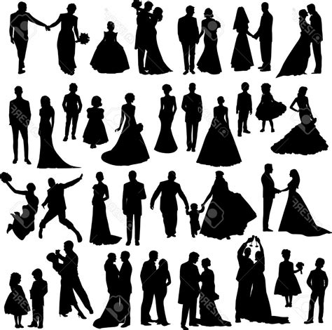 Wedding Party Silhouette Vector at Vectorified.com | Collection of ...