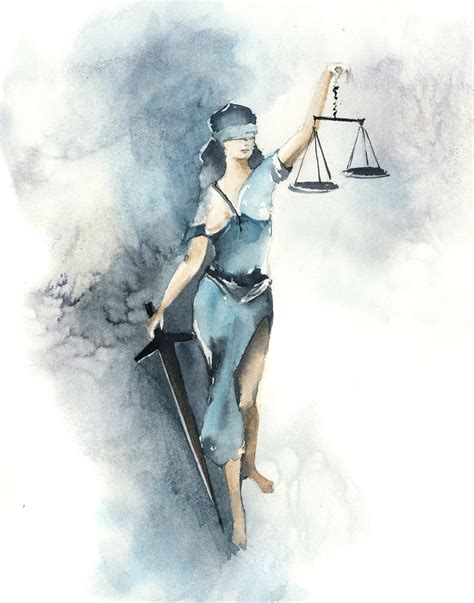 Lady Justice Lawyers Office Wall Art Print Watercolor - Etsy Israel