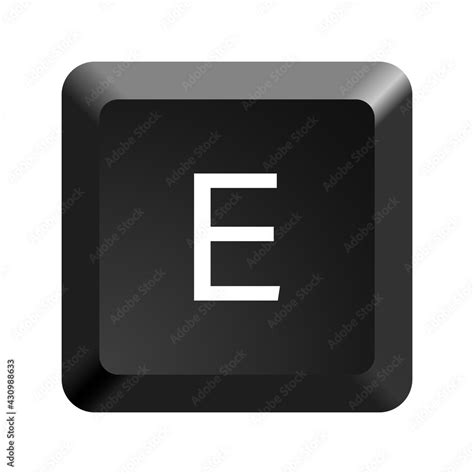 Black computer keyboard key Letter E. Button icon vector illustration ...