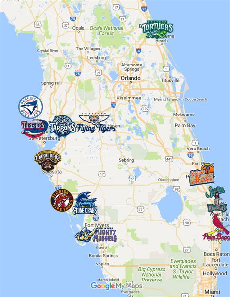 2024 Florida State League Map with Teams and Logos