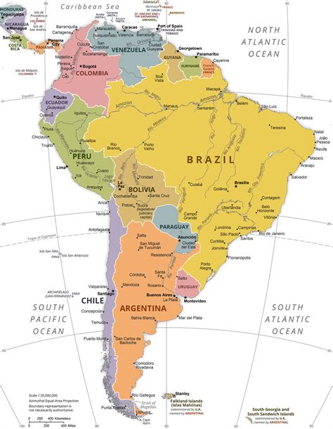 Cartina South America Political Map ǀ Cartine di città e mappe del ...