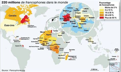 French Speaking Countries Map | Map of Francophone countries that speak ...