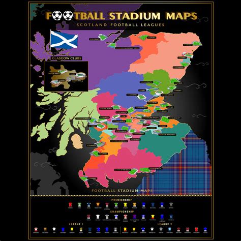 Scottish Football Stadiums Scratch Off Map By Football Stadium Maps ...