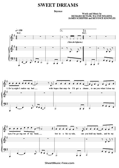 Sweet Dreams Sheet Music Beyonce - ♪ SHEETMUSIC-FREE.COM