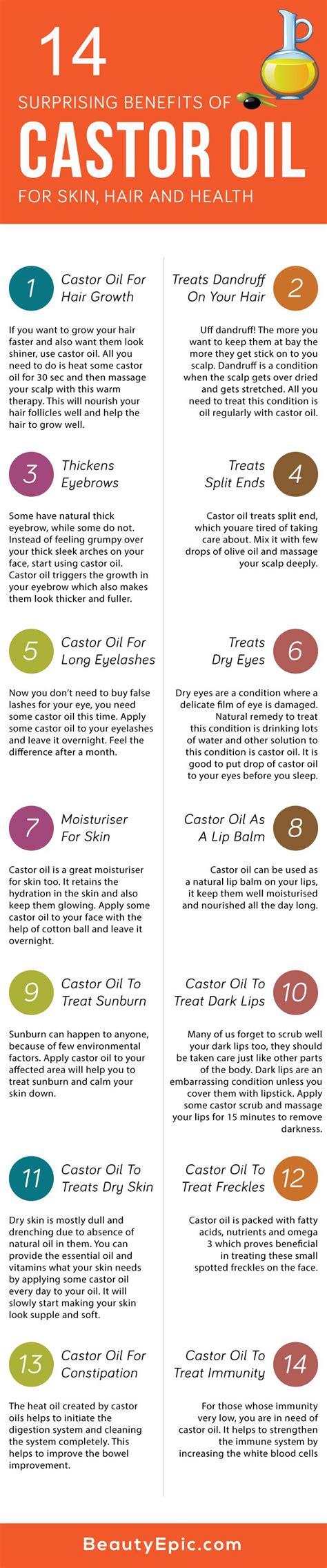 Castor Oil And Its 14 Surprising Benefits For Your Health Infographic