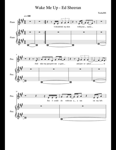 Wake Me Up - Ed Sheeran sheet music for Piano download free in PDF or MIDI