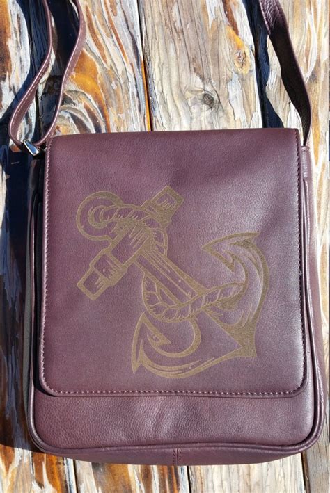 Anchor // Laser Engraved Genuine Leather Purse // Messenger Bag ...