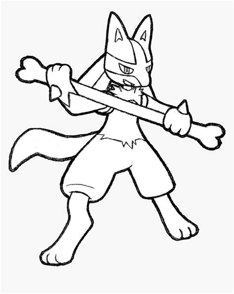 Mega Lucario Drawing - Lucario Black And White, HD Png Download ...