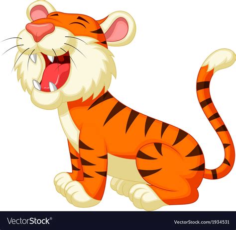 Cute tiger cartoon roaring Royalty Free Vector Image