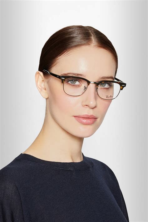 Ray-Ban Leather Havana Clubmaster Acetate Optical Glasses in Gray - Lyst