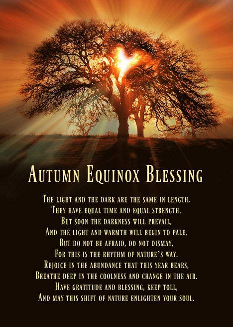 Autumn Equinox Blessing With Oak Tree and Heart, Mabon Blessing card # ...