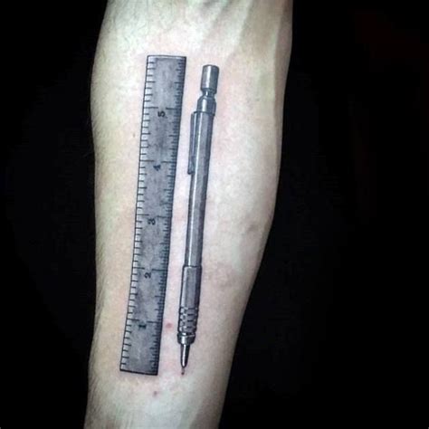 20 Ruler Tattoo Designs For Men - Measurement Ink Ideas | Pencil tattoo ...