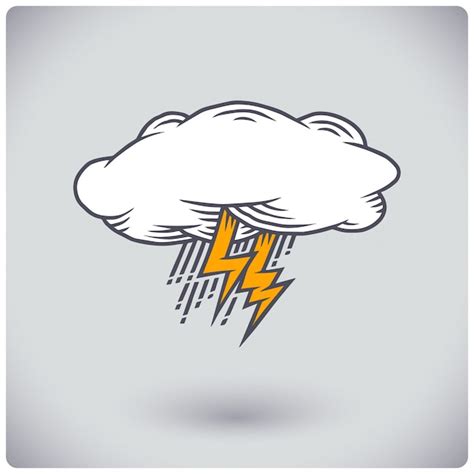 Premium Vector | Cloud with lightning drawing