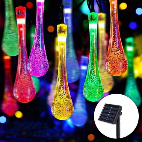 Water Drop Solar Powered 30 LED String Lights Waterproof 21.3ft 8 Modes ...