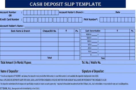 Bank Deposit Slip Templates