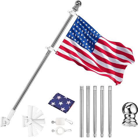 Nordmiex 6FT Flag Pole Kit with 3'x5' American Nylon Flag for Outdoor ...