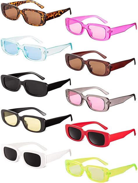 Frienda 10 Pairs Small Rectangle Sunglasses Women Retro Square Glasses ...