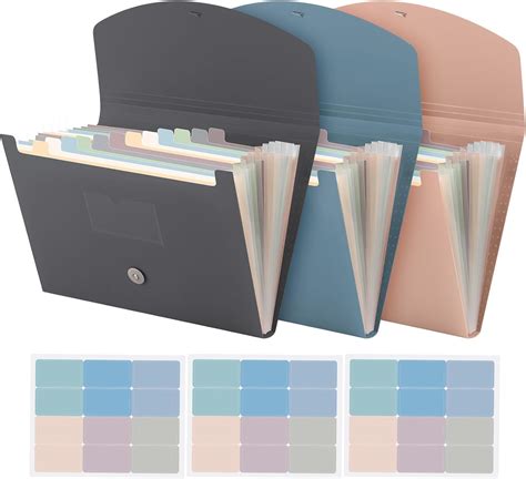 Amazon.com : Harloon 3 Pcs Expanding File Folder 13 Pockets File ...