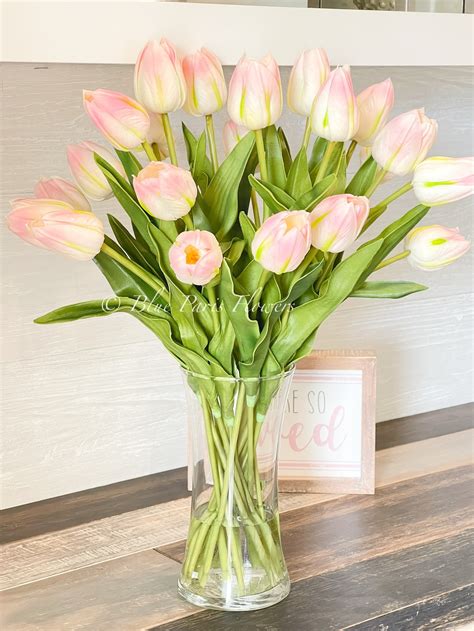 22 Blush Pink Real Touch Tulips Modern Arrangement | Etsy