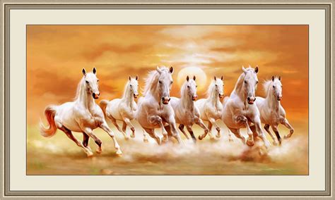 Large Size Vastu Seven Horses Painting in Right Direction (Without ...