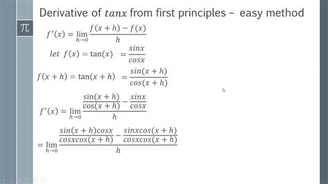 How to Find the Derivative of tanx from First Principles - YouTube