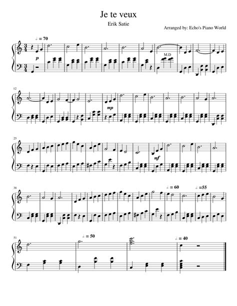 Je te Veux Sheet music for Piano (Solo) Easy | Musescore.com