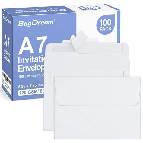 BagDream Bulk Pack 5x7 Self-Stick Envelopes, White A7 Printable for ...