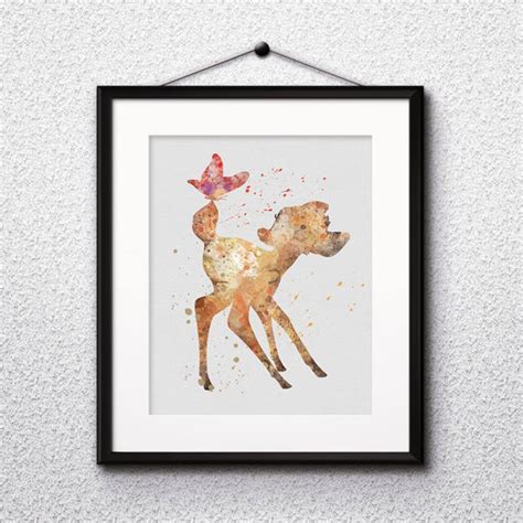 Bambi Watercolor Print, Disney Art, Animal Art,2 Bambi Disney Art ...