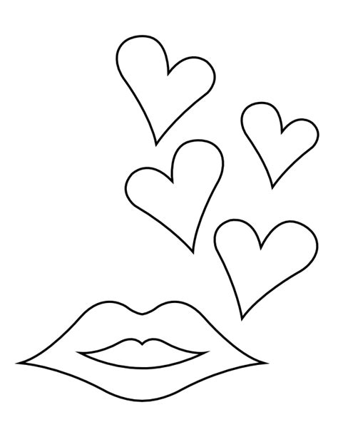 Printable Hearts and Lips Coloring Page