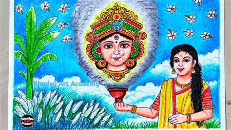 Durga Puja Drawing|Durga Puja Drawing With Oil Pastel|Navratri Drawing ...