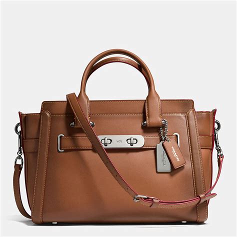 COACH Designer Handbags | Coach Swagger In Burnished Glovetanned Leather