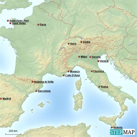 StepMap - France-Italy-Spain-France - Landkarte für Europe