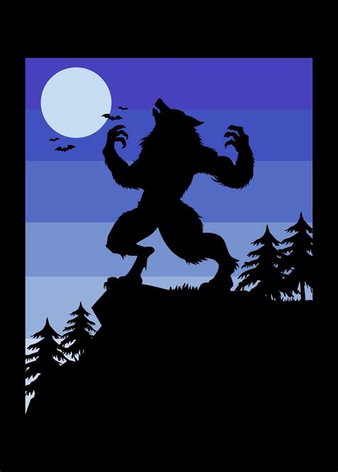 'Werewolf Moon Silhouette' Poster, picture, metal print, paint by ...