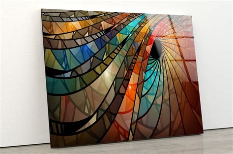 Abstract Glass Wall Art Mega Size Glass Wall Decor-Office | Etsy