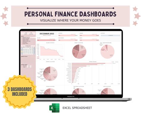 Personal Finance Dashboard Excel Financial Planner, Expense Tracker ...