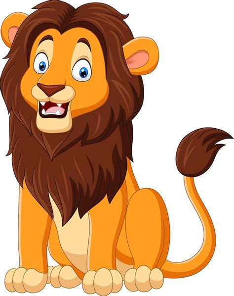 Premium Vector | Cartoon funny lion on white