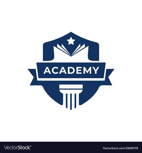 Shield emblem education academy logo design Vector Image