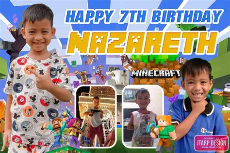 2x3 Happy 7th Birthday Nazareth Minecraft Tarpaulin Design