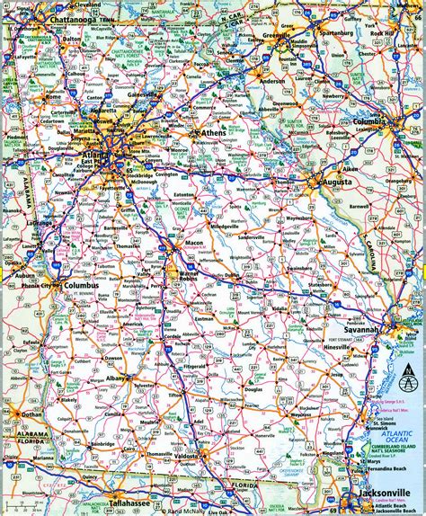 Georgia interstate highways map I-16 I-20 I-75 I-80 I-85 I-95 road free ...