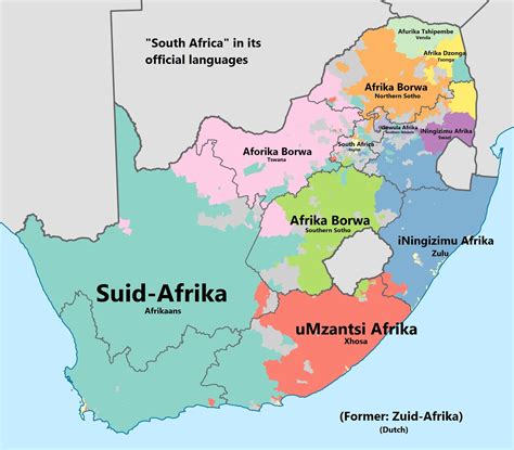 South Africa in its official languages - Vivid Maps