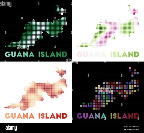 Guana Island map. Collection of map of Guana Island in dotted style ...