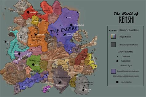 Political Map of Kenshi, with disputed regions : Kenshi