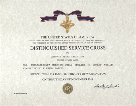 Distinguished Service Cross certificate