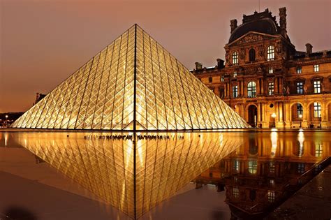 Pyramid of Louvre at night in Paris, France image - Free stock photo ...