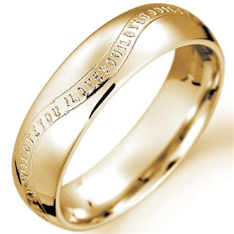 Gold Wedding Rings Engraved Letters | Miracle Wedding Rings