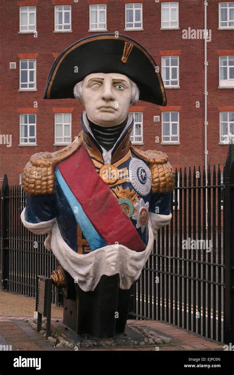 A statue of Admiral Lord Nelson in Portsmouth Harbor Stock Photo - Alamy