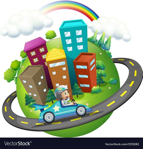 A boy travelling around the city Royalty Free Vector Image