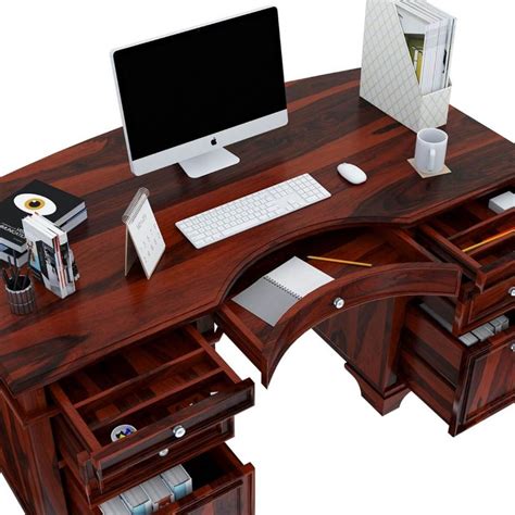 Victorian Style Rustic 66" Large Solid Wood Home Office Executive Desk